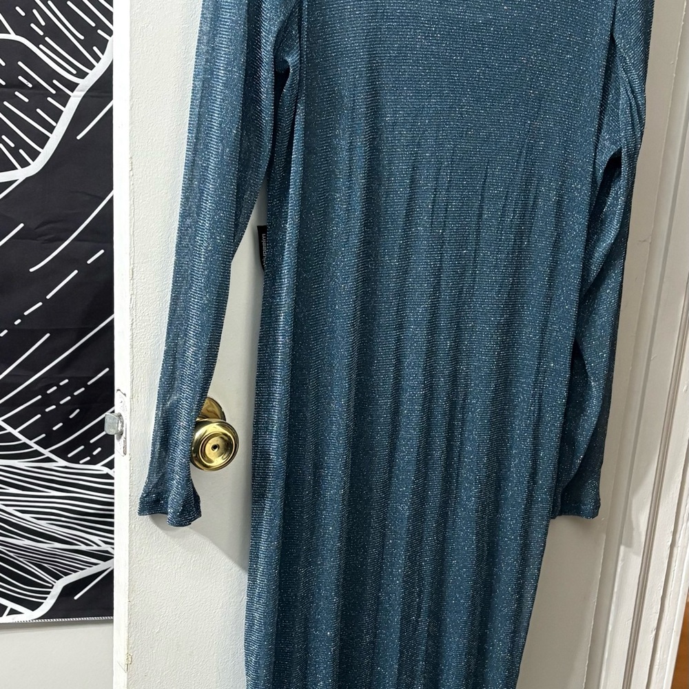 Sheer Blue Long Sleeve Dress